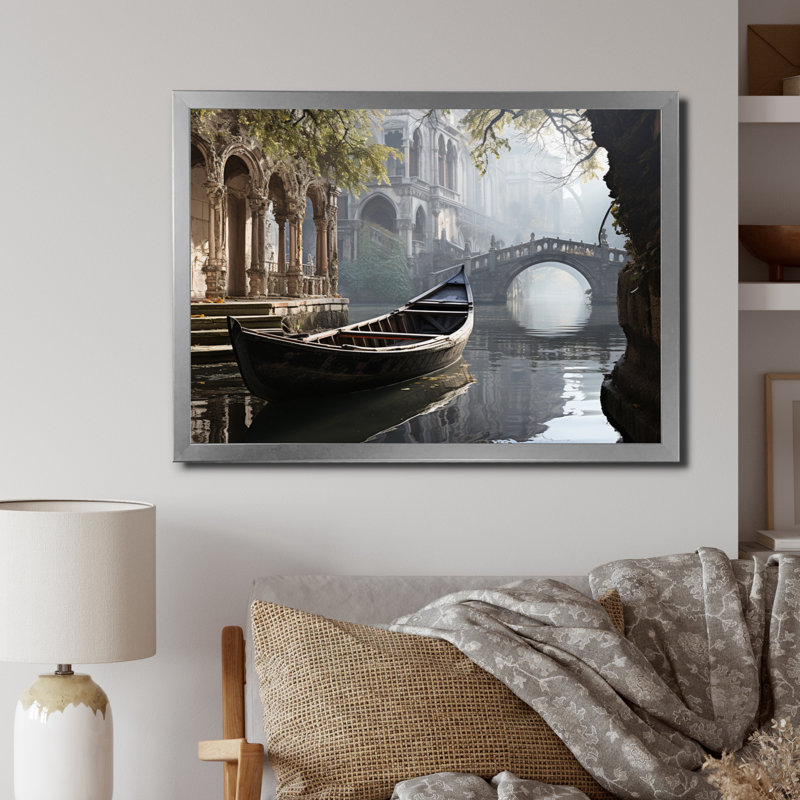 Canal Canal Mystical Graphite - imprimé, Cadre simple argenté, H 34 po x l 44 po x P 1,5 po