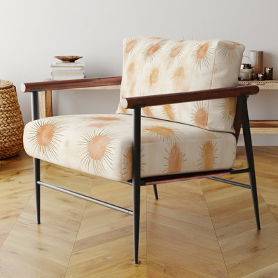 Chaise rembourrée Starburst - Chaise avec accoudoirs boho sun minimal orange