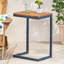 Grande table d'appoint en sapin et en fer forgé, avec piètement foncé et finition naturelle, idéale pour les salons contemporains. Profondeur : 47,5 cm, largeur : 31,8 cm, hauteur : 64,7 cm. Style industriel rectangulaire, convient à différents styles.