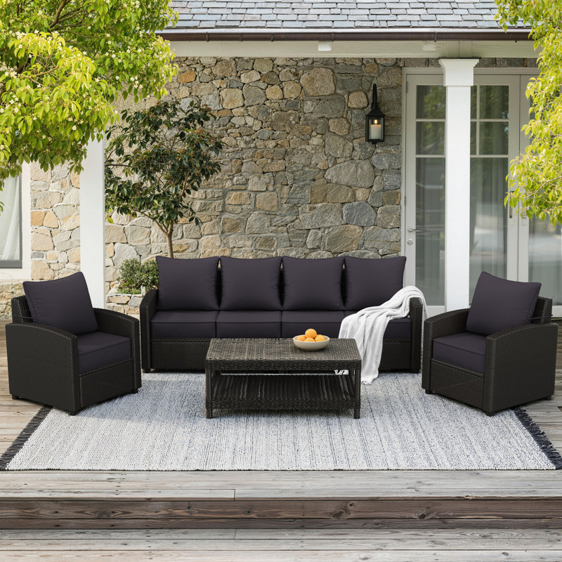 Ensemble de coussins de siège d'extérieur profond - 6,5 po d'épaisseur, coussins de patio antidérapants pour chaises, canapés et canapés