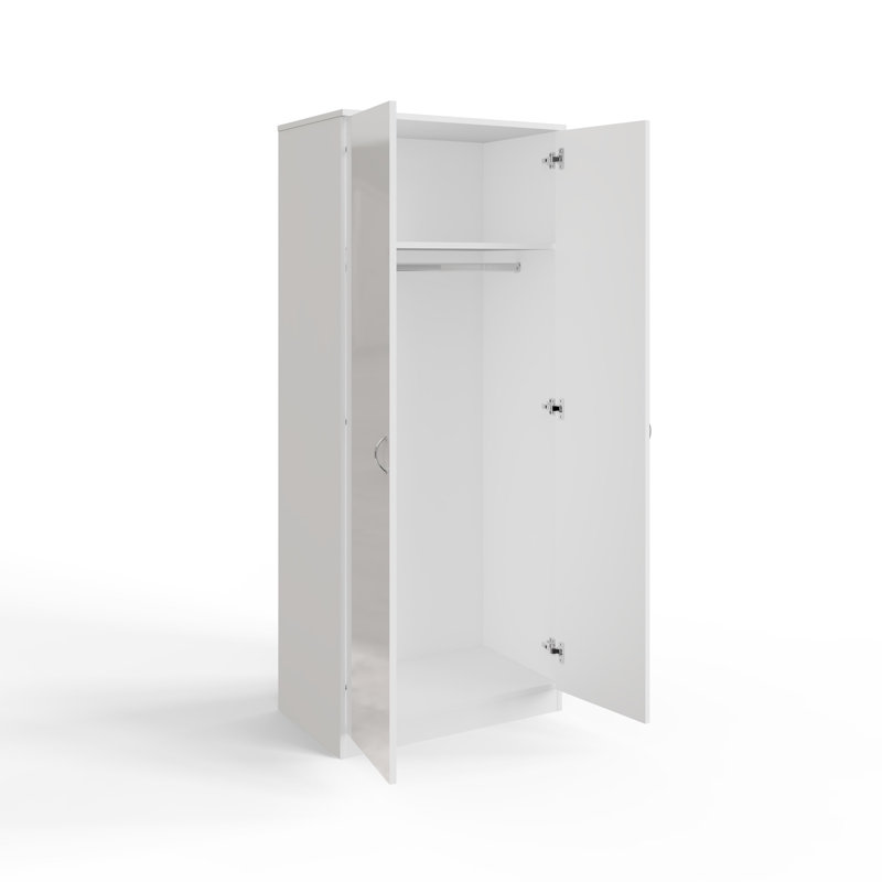 Brendle 2 Door Wardrobe - High Gloss Front, Soft Close Doors, Polished Metal Handles, White