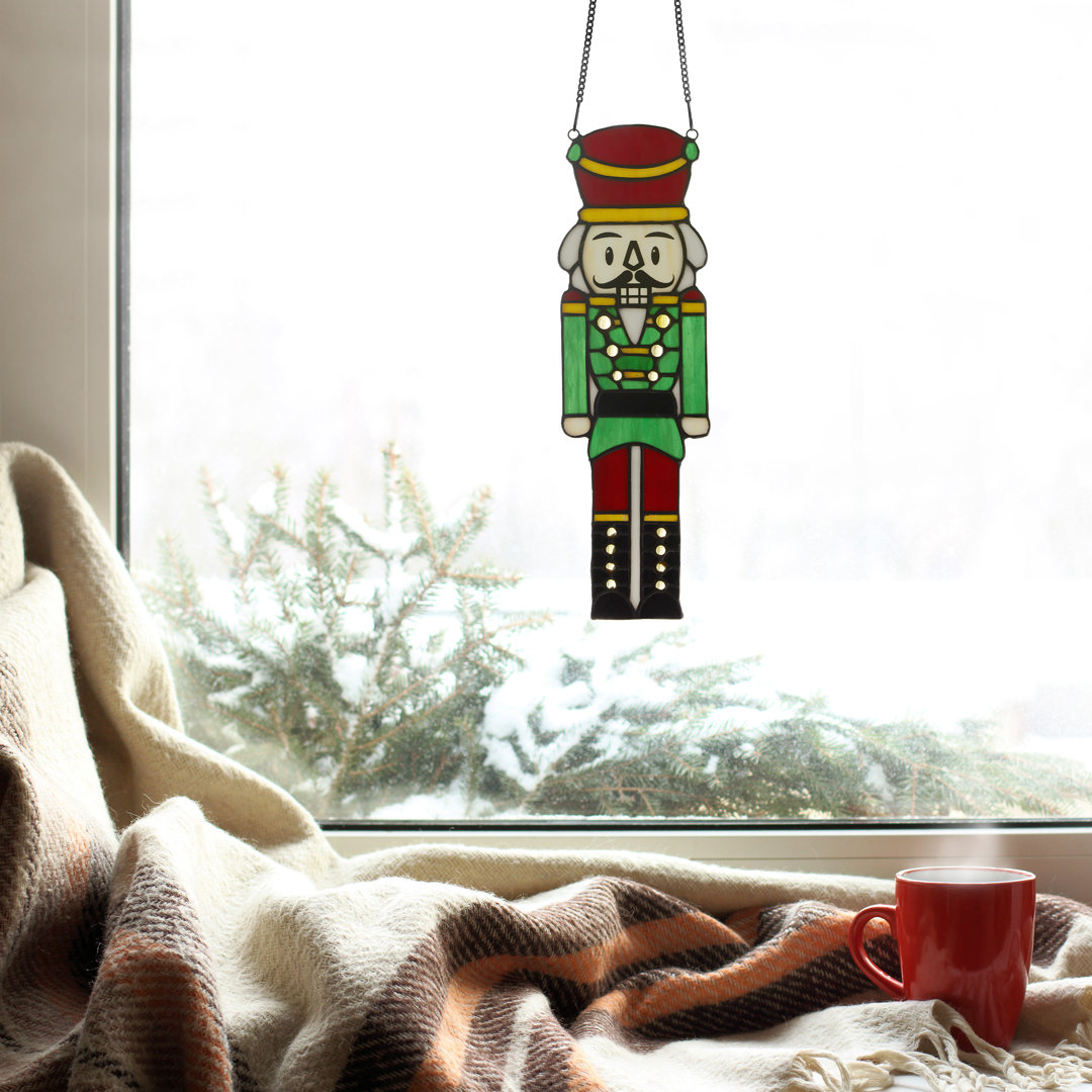 14"H Hans the Holiday Nutcracker Stained Glass Window Panel The Holiday Aisle®
