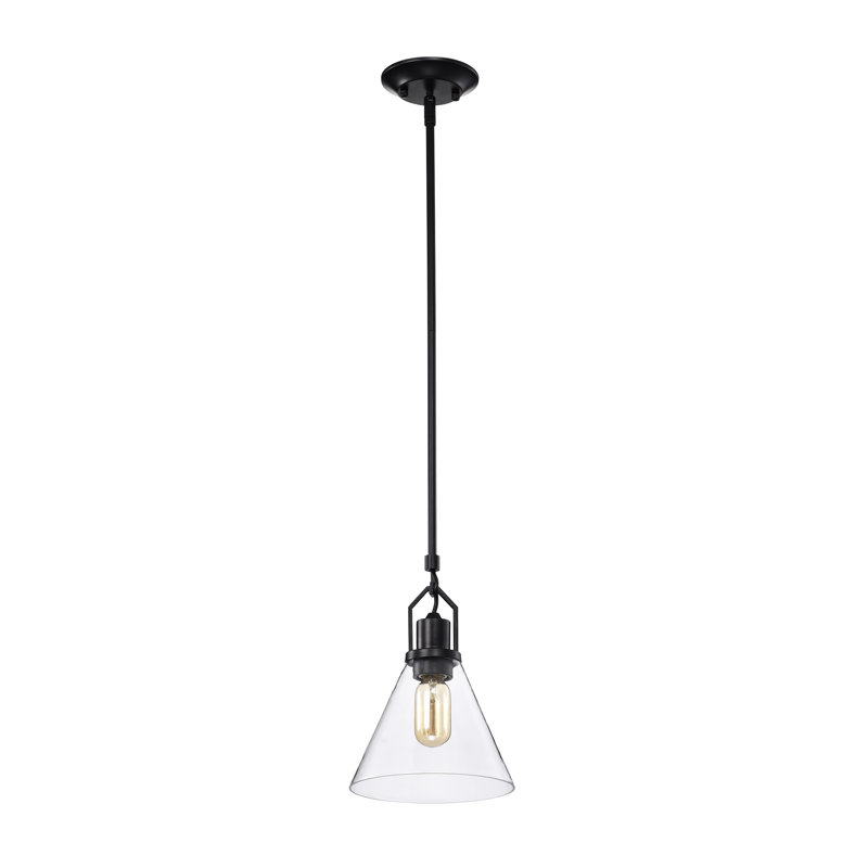 Luminaire suspendu conique à 1 lumière June, Noir mat, H 11,5 po x l 8 po x P 8 po