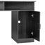 Panneau de particules noir 47,24 po avec mélamine grain de bois, une porte, quatre tiroirs et compartiments, bureau d'ordinateur-2009290870