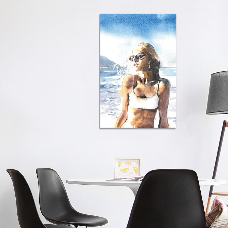 Sur une plage par Marina Ignatova - peinture sur toile tendue, H 40 po x l 26 po x P 1,5 po