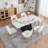 Modern Upholstered Dining Chair with Chenille Fabric and Solid Wood Legs-1992640425