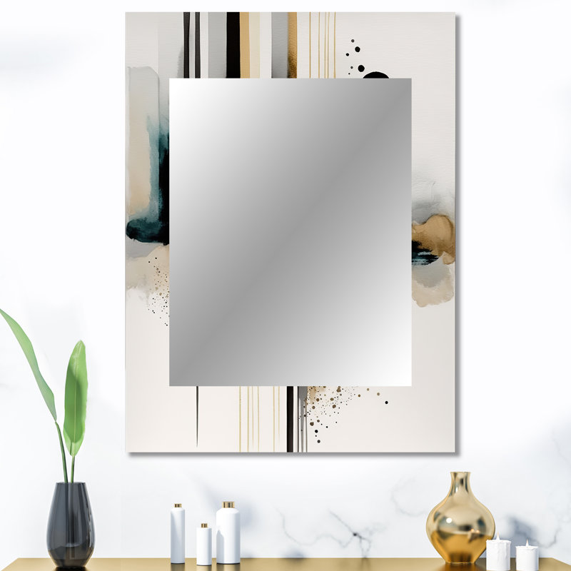 Abstrait transitionnel moderne, formes I - miroir de formes abstraites, miroir mural moderne unique, art imprimé en métal