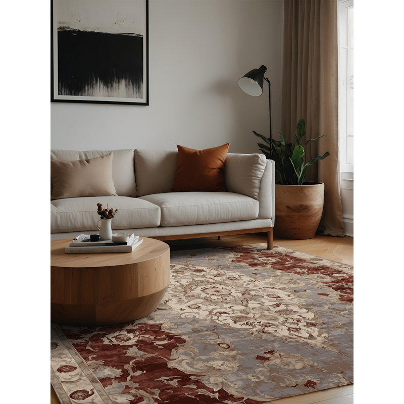 Machine Washable Gray Area Rug, Square 6'