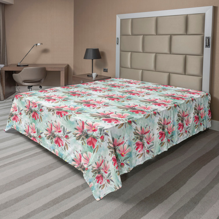 Ambesonne, drap plat floral pivoines, art botanique printanier