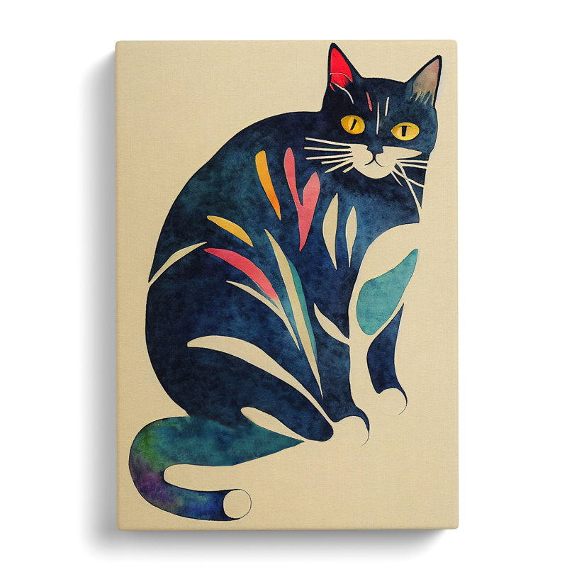 Cat Watercolour No.2 - Painting, Wrapped Canvas, 50cm H x 35cm W x 3cm D, No Matte