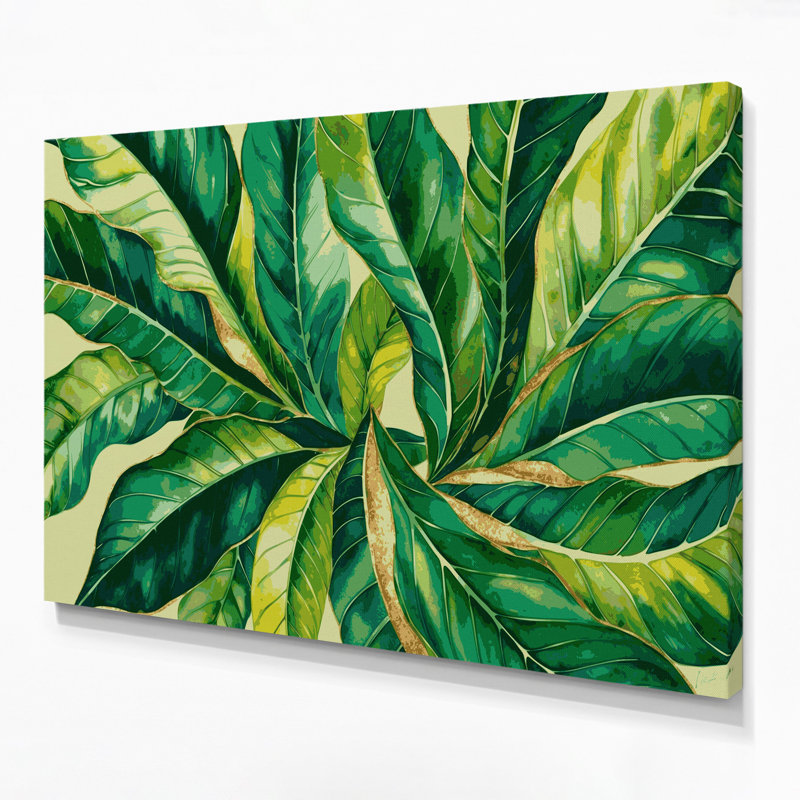 «Hawaiian Ti Leaves», art mural sur toile verte, H 12 po x l 18 po