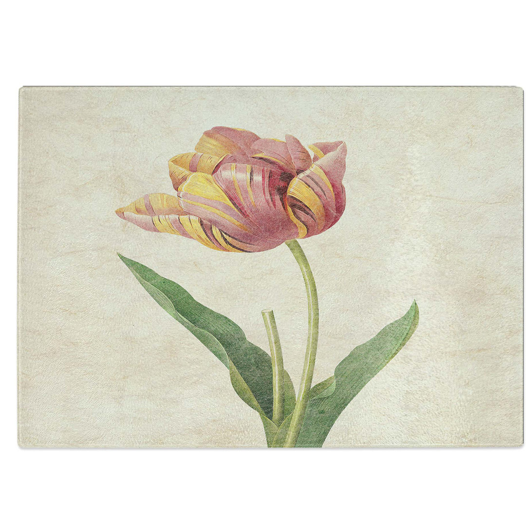 Tempered Glass Tulip by Pierre-Joseph Redoute Chopping Board