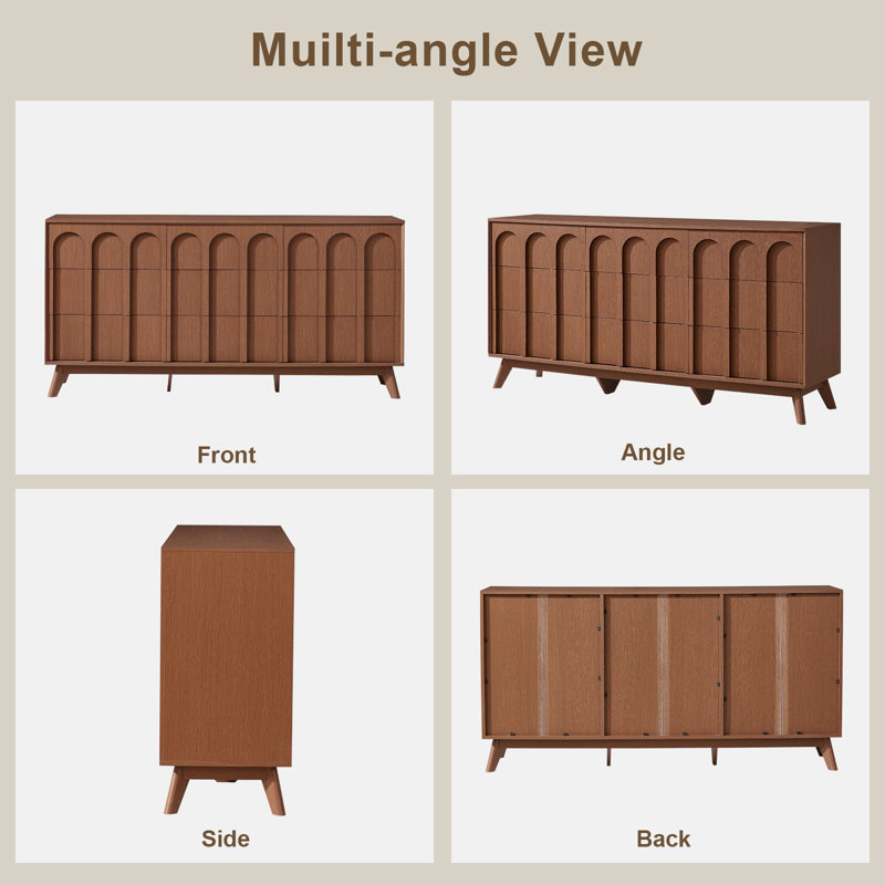 Commode 9 tiroirs Mid-Century, Tanné