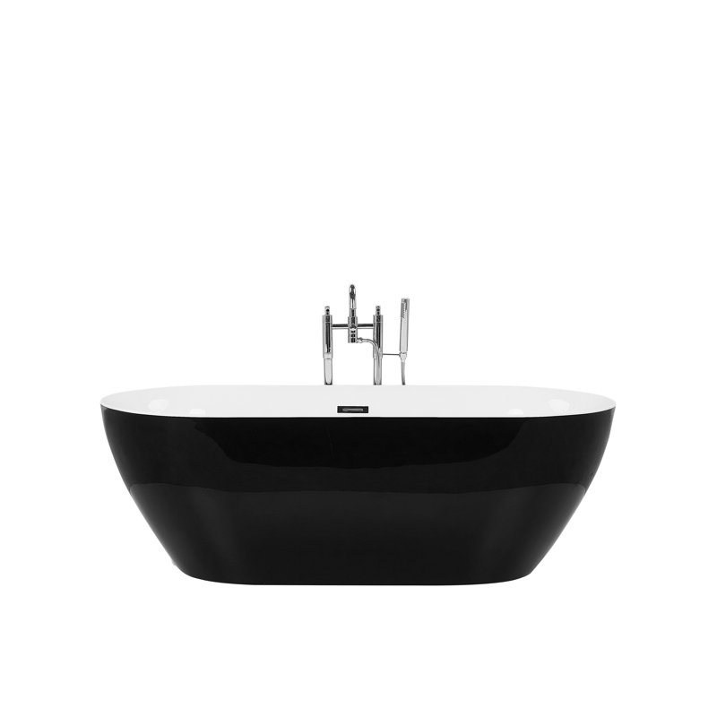 Halie x Freestanding Soaking Acrylic Bathtub, 58cm H x 80cm W x 180cm L, Black