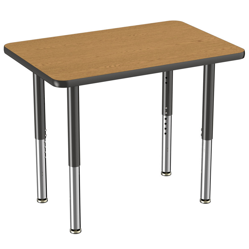 Table d'activité rectangulaire à hauteur réglable en forme de T, 24 po x 36 po, Chêne / noir, Super