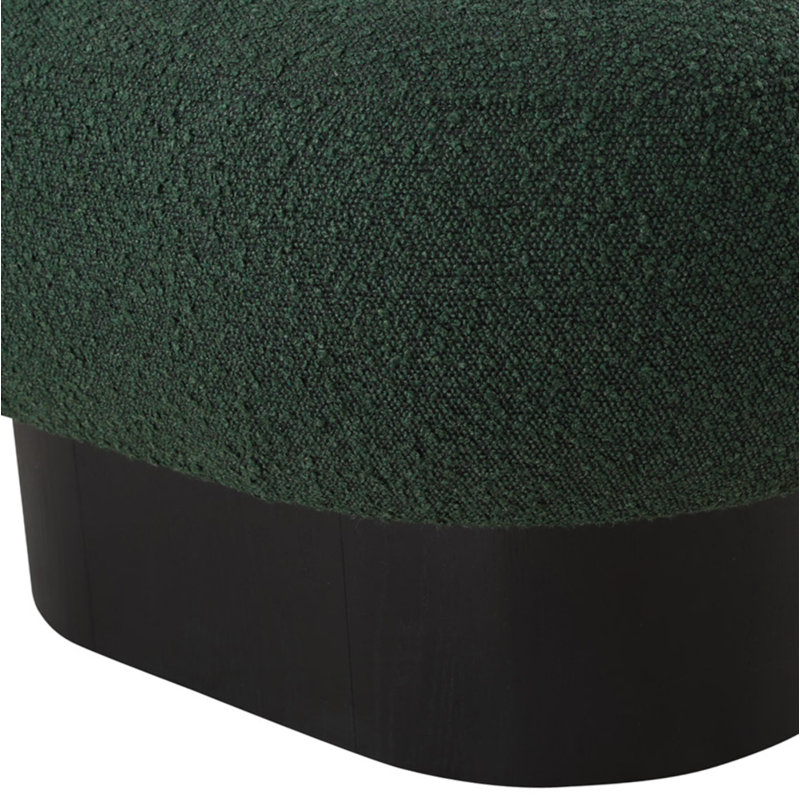 Denyer Fabric Upholstered Bench, Green Boucle Fabric, Black