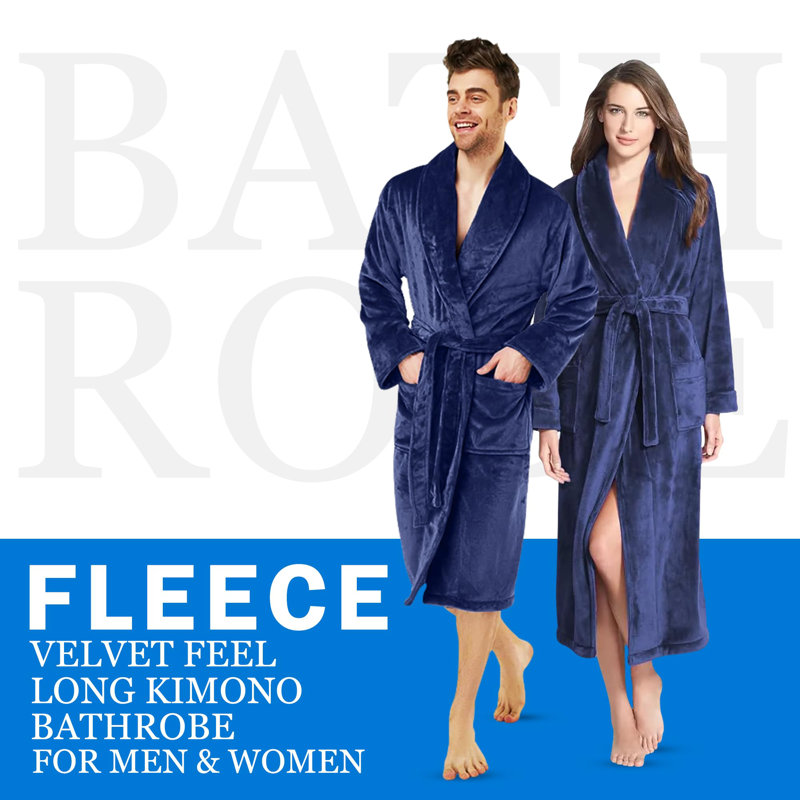 Peignoir mi-mollet avec poches Ridaan, Bleu marine