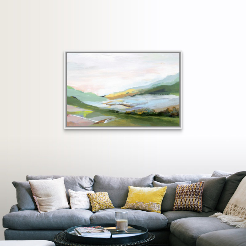 «Highland II» par Isabelle Z - reproduction d'art sur toile, H 22 po x l 32 po, Cadre flottant, Blanc