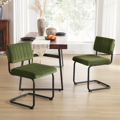 Aveon 19.6" H Mid-Century Modern Channel Velvet Cantilever Dining Chairs