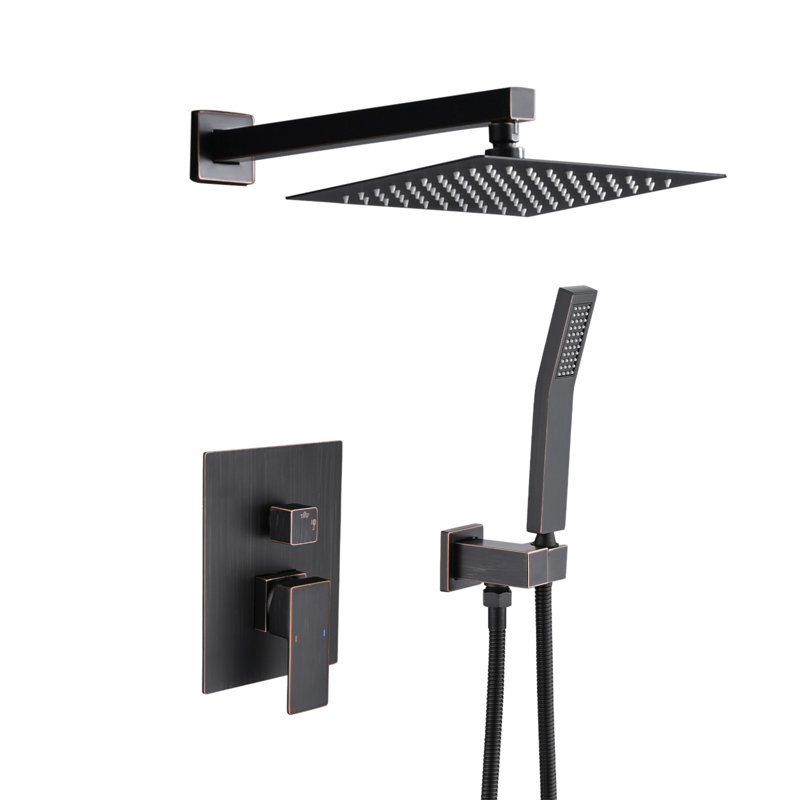Shower System Shower Faucet Combo Set Wall Mounted With 10" Rainfall Shower Head And Handheld Shower Faucet