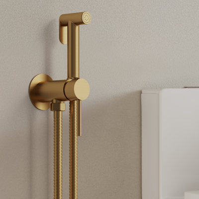 Round Bidet Faucet with Handheld Sprayer, Hot and Cold Temperature Control, Brass Body