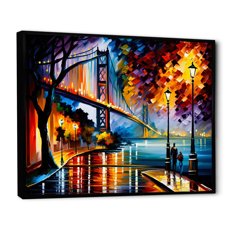 «Colorful San Francisco I», art mural sur toile Cityscapes, H 30 po x l 40 po x P 1,5 po, Cadre flottant noir