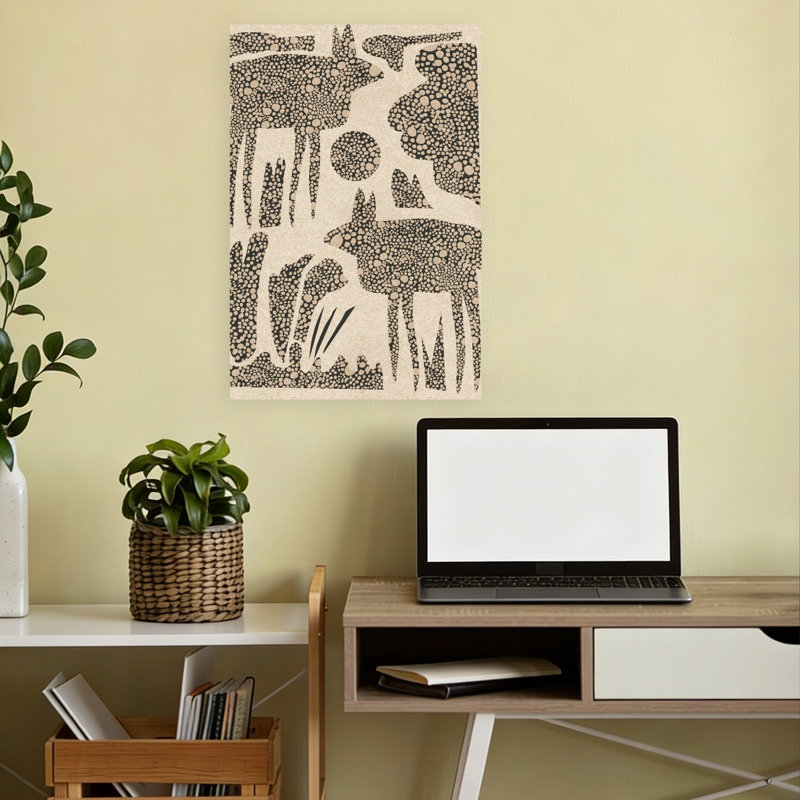 Art mural, paysage de cerf en pointillé, désert, minimaliste, moderne et minimaliste, 18" H x 12" W