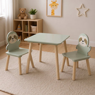 Table d'activités en bois pour tout-petits Connor avec 2 chaises paresseuses mignonnes