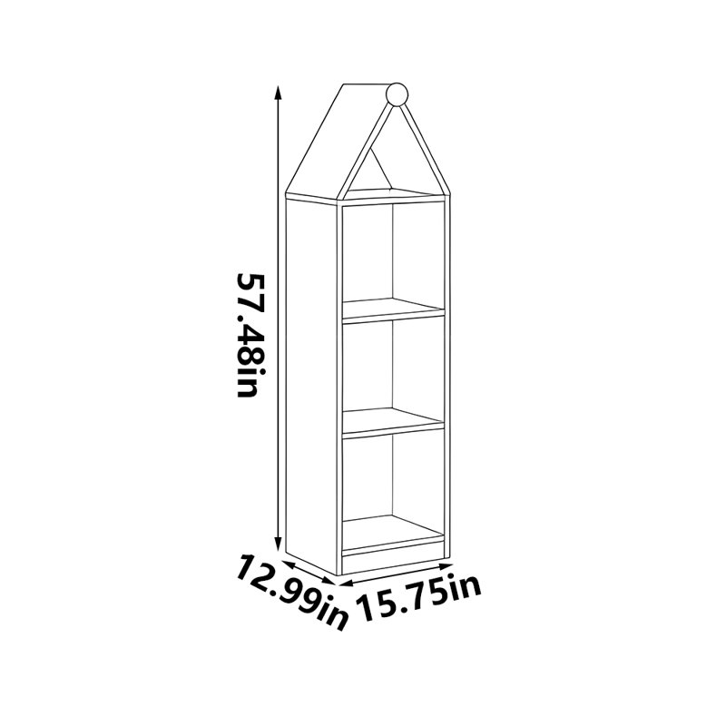 Bibliothèque de rangement de style nordique, (4 tablettes) H 57,48 po x l 15,75 po x P 12,99 po