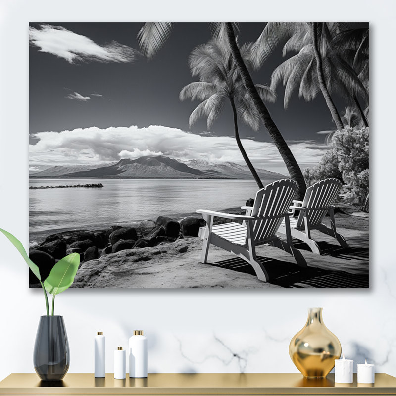 Maui Beautiful Cityscape Black IV sur impression sur toile, H 16 po x l 32 po x P 1 po, Toile tendue