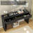 Higham 55" Wood Console Table with 3 Drawers,behind Couch Table for Entryway,Fluted Design,Black