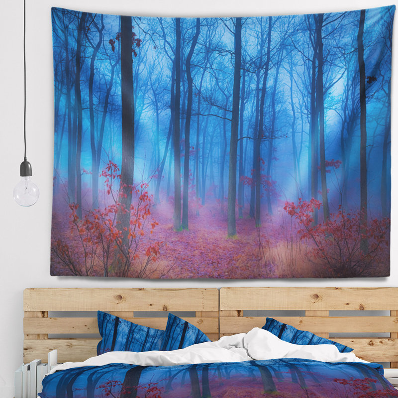Tapisserie en bois mystérieux bleu épais, H 32 po x l 39 po
