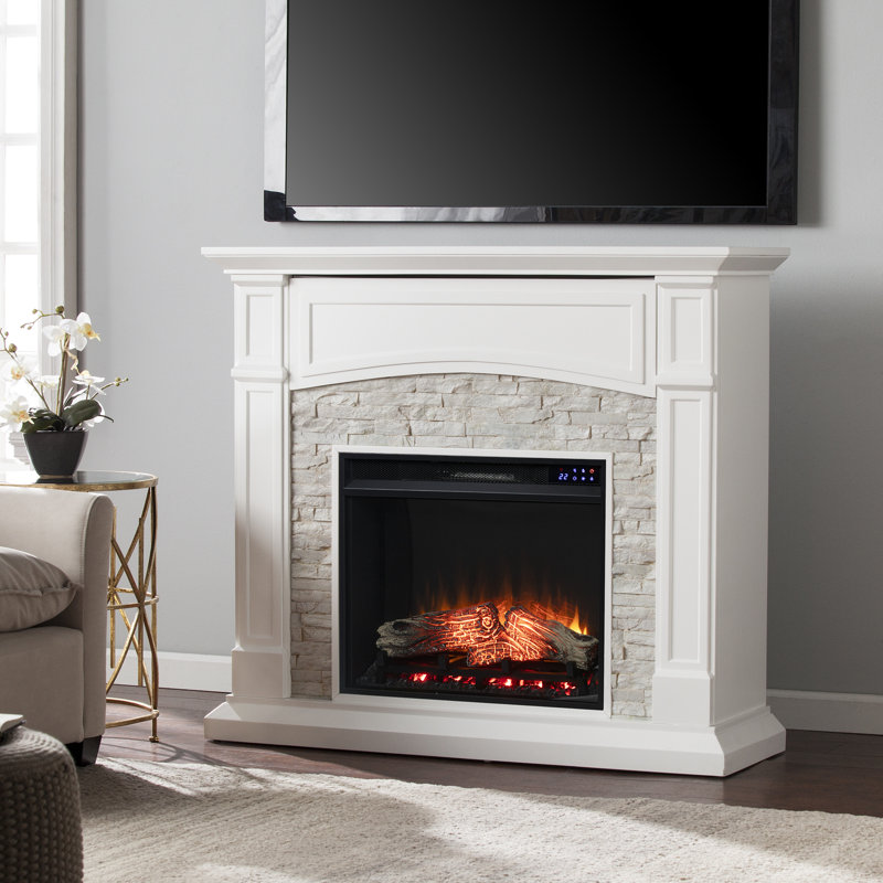 Norcott 45.75'' W White Electric Fireplace, Crisp white