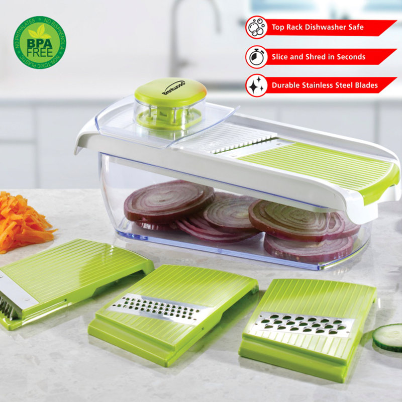 Green BPA-Free Mandoline Slicer with 5-Cup Storage Container