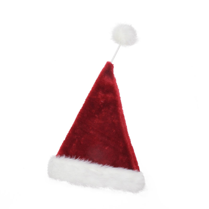 Accessoire de costume de chapeau de Noël adulte rouge et blanc Pom Pom Santa - Taille unique