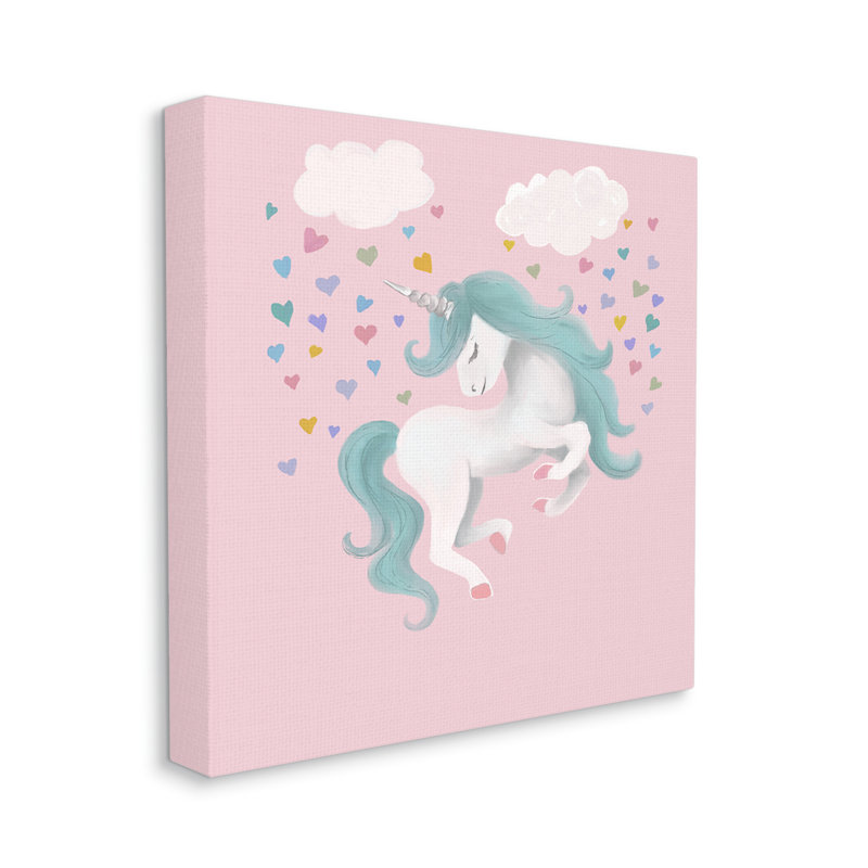 «Girl's Pastel Unicorn cmw-087», art mural personnalisé, Oui, Toile tendue, H 17 po x l 17 po