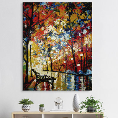 Coucher de soleil romantique à travers les arbres dans le parc III - reproduction d'art sur toile