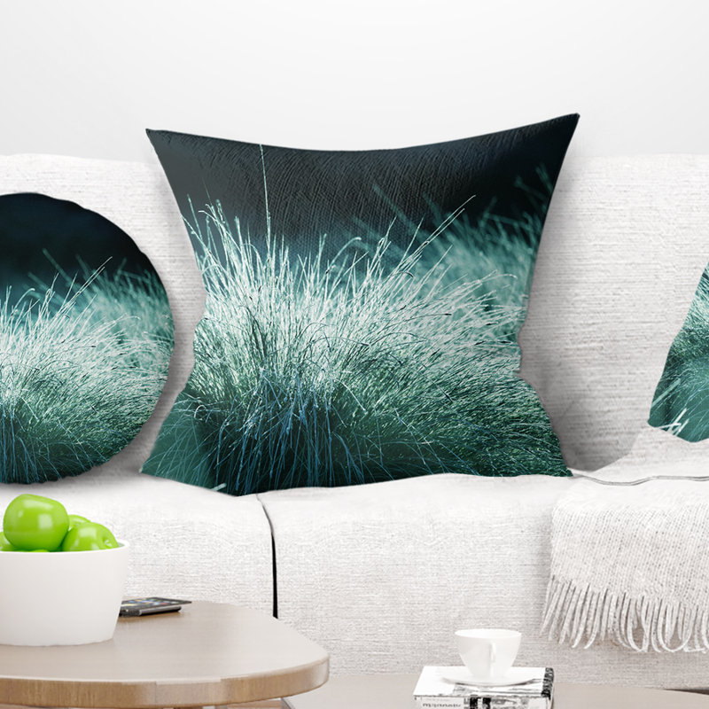 Wet Green Grass in Downpour - Landscape Printed Pillow, 16" x 16", Throw Pillow