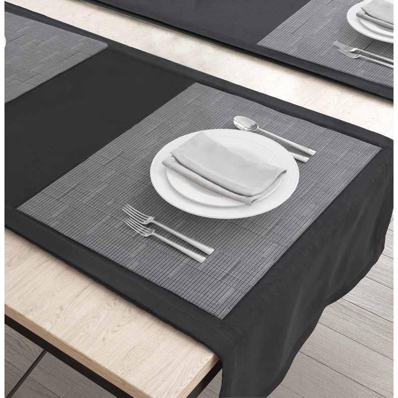 Mehinder Plastic / Acrylic Geometric Rectangle Placemat, Charcoal