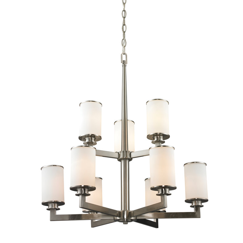 Attah 9 - Light Dimmable Tiered Chandelier, Brushed Nickel