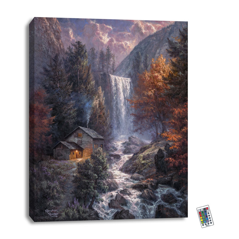 Secret Falls 18 x 24 entièrement illuminé, impression DEL à changement de couleur