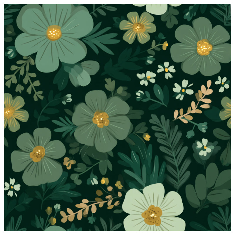 Édredon à motif floral Boho Boho, Édredon grand, Floral blanc / vert foncé