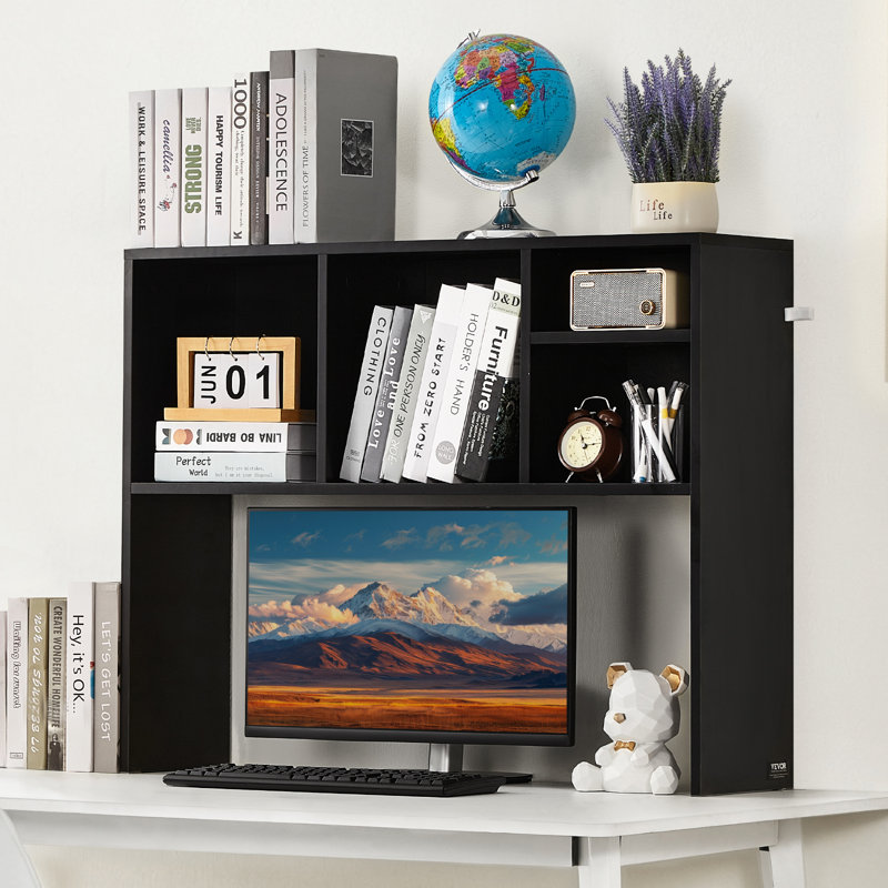 Bibliothèque de bureau blanche à 1 niveau pour le bureau et la maison, Noir