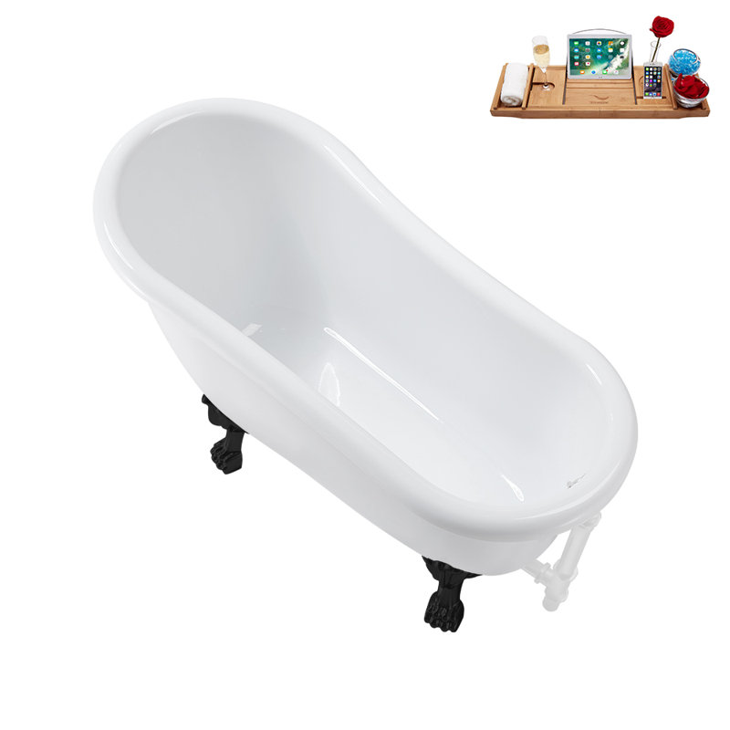 53.1'' x 25.6'' Soaking Acrylic Bathtub, Matte Black, Glossy White