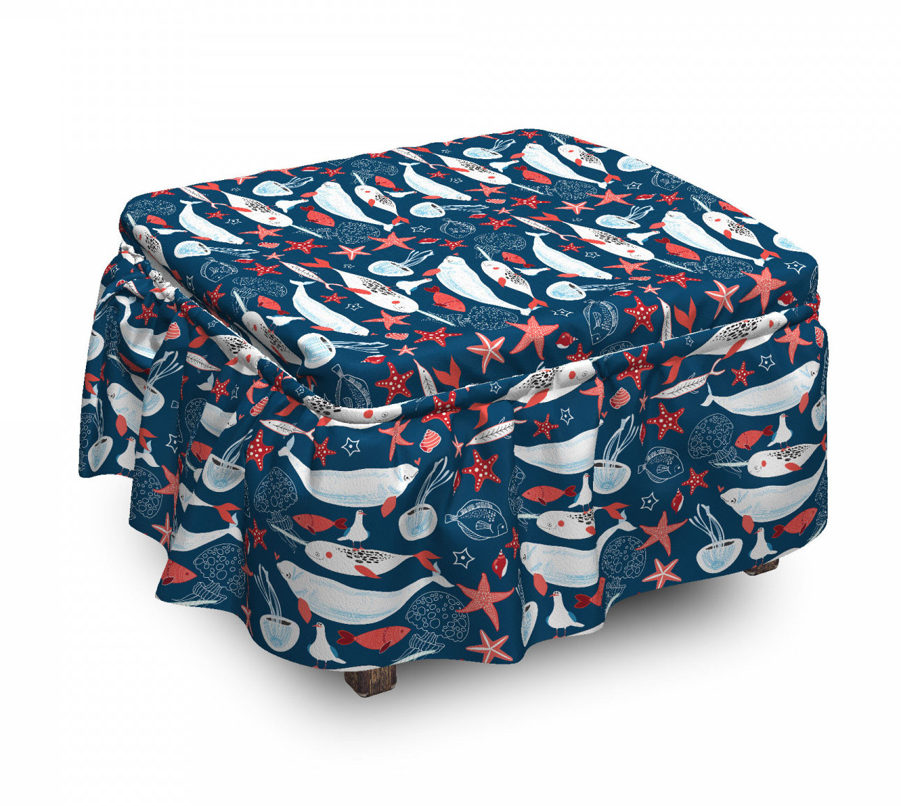 East Urban Home Narwhal School Of Fish Narwhal Piece Box Cushion