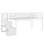 Lit mezzanine simple bas avec escalier, base de lit en bois avec garde-corps de sécurité-954735496