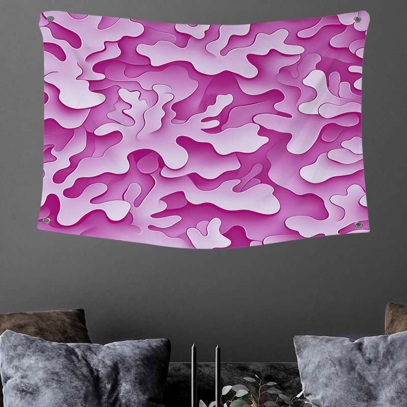 Tapisserie murale rose abstraite - décoration murale abstraite, H 50 po x l 60 po