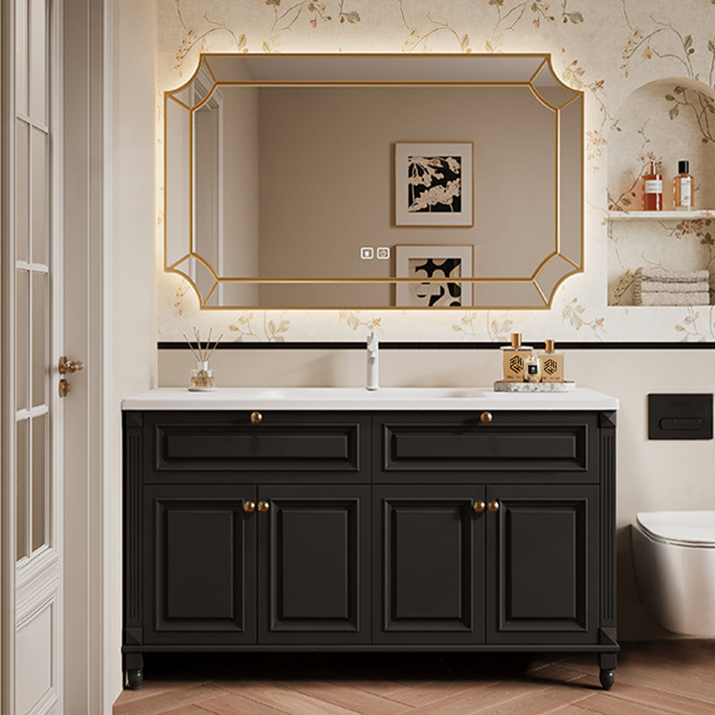 Armoire de salle de bain française de style crème, Noir, H 31,5 po x l 47,2 po x P 20,5 po