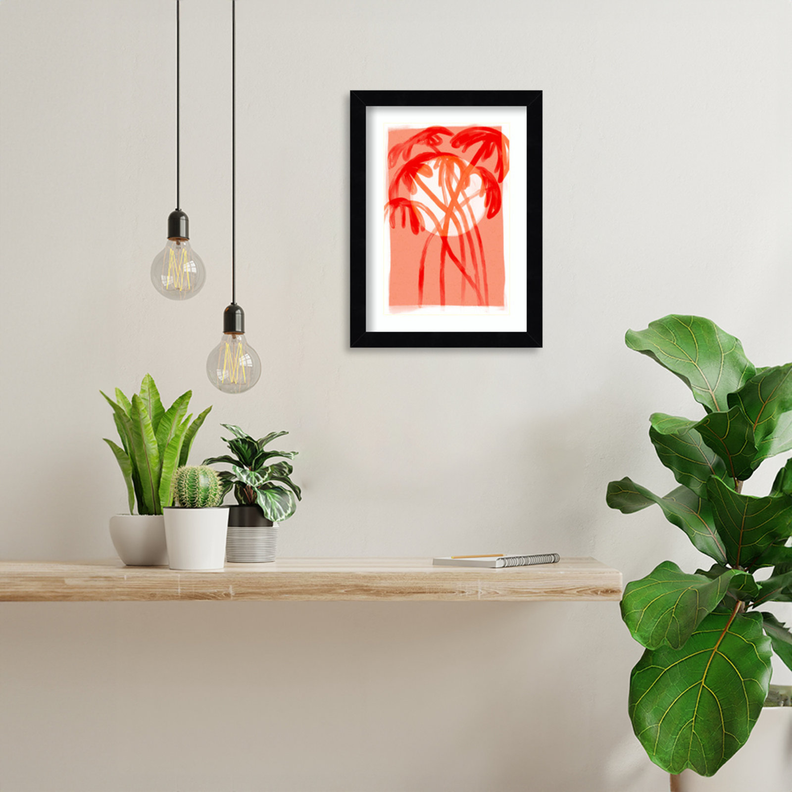 Galya "Palms at Sunset" Print by Treechild, Black, 13" H x 10" W