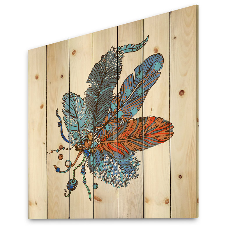 Conception bohème et éclectique sur bois de pin naturel, H 35 po x l 35 po x P 0,78 po